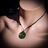 NZ Greenstone / Pounamu Closed Koru Pendant Necklace (N712)