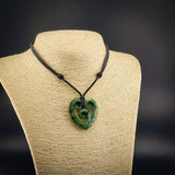Natural Jade Triple Koru Heart Pendant Necklace (N2244)
