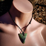 NZ Greenstone Pounamu Triangle Pendant Necklace (N1086)
