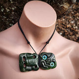 Natural Jade Side Tiki Pendant Necklace (N1113)