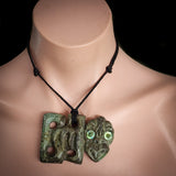 Natural Obay Stone / Polychrome Schist Hei Tiki Pendant Necklace (N2124)