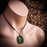 Natural Nephrite Jade Paua Shell Pendant Necklace (N1058)