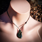 NZ Greenstone Pounamu Hook Pendant Necklace (N946)