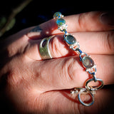 Solid 925 Sterling Silver Natural Aquamarine Handmade Chain Bracelet