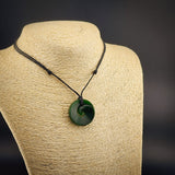 Natural NZ Jade Inward Koru Jube Pendant Necklace (N2274)