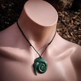 Natural Jade Kiwi Koru Pendant Necklace (N1142)