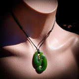 NZ Greenstone / Pounamu Double Koru Pendant Necklace (N676)