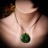 NZ Greenstone / Pounamu Koropepe Eel Pendant Necklace (N682)