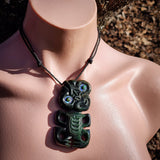 Natural Jade Hei Tiki Pendant Necklace (N1153)