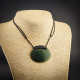Natural NZ Jade Oval Plate Pendant Necklace (N2205)