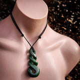 Natural Jade Triple Twist Pendant Necklace (N1068)