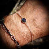 Solid 925 Sterling Silver & Natural Labradorite Oval Chain Bracelet