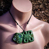 Natural Jade Hei Tiki Pendant Necklace (N1155)