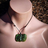 Natural Jade Hei Tiki Pendant Necklace (N2184)