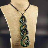 Natural Jade XL Double Manaia Pendant Necklace (N2241)