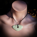 NZ Greenstone Pounamu Irregular Freeform Pendant Necklace (N756)