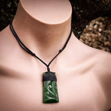 Natural Jade Etched Toki Pendant Necklace (N1115)