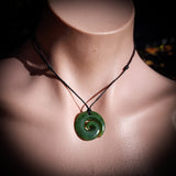 NZ Greenstone / Pounamu Open Koru Pendant Necklace (N669)