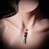 Solid 925 Sterling Silver & Natural Mixed Gemstone Pendant Necklace