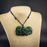 Natural Jade Side Hei Tiki Pendant Necklace (N2309)