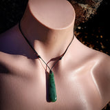NZ Greenstone Pounamu Drop Pendant Necklace (N921)