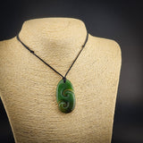 Natural Jade Double Koru Pendant Necklace (N2225)