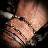 Solid 925 Sterling Silver & Natural Tigers Eye Handmade Chain Bracelet