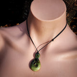 Natural Nephrite Jade Koru Twist Pendant Necklace (N1057)