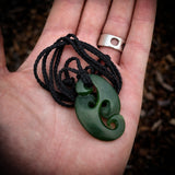 NZ Greenstone / Pounamu Double Koru Pendant Necklace (N676)