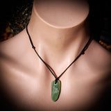NZ Greenstone Pounamu Natural Freeform Pendant Necklace (N723)