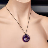 30mm Natural Amethyst Donut Pendant Necklace