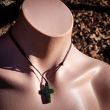 NZ Greenstone Pounamu Cross Pendant Necklace (N890)