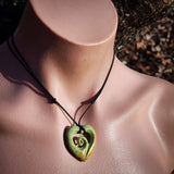 Natural Jade Koru Heart Pendant Necklace (N1111)