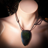 NZ Greenstone Pounamu Niho / Tooth Pendant Necklace (N725)