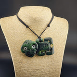 Natural Jade Side Hei Tiki Pendant Necklace (N2253)