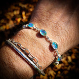 Solid 925 Sterling Silver & Natural Opal Handmade Chain Bracelet