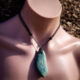 NZ Greenstone Pounamu Freeform Pendant Necklace (N1082)