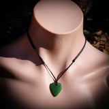NZ Greenstone Pounamu Heart Pendant Necklace (N710)