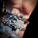 Solid Sterling Silver & Natural Garnet Handmade Chain Bracelet