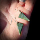NZ Greenstone Pounamu Hanging Hook Earrings (N610)