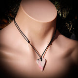 NZ Rhodonite / Pink Pounamu Heart Pendant Necklace (N702)