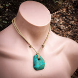 Genuine Arizona Turquoise Freeform Pendant Necklace (N1164)