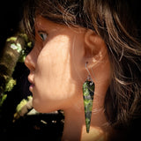 NZ Greenstone Pounamu Hanging Hook Earrings (N623)