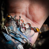 Solid 925 Sterling Silver & Natural Tigers Eye Handmade Chain Bracelet