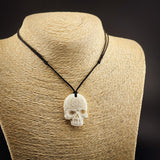 Engraved Skull Bone Carving Pendant Necklace