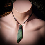 NZ Greenstone Pounamu Stylized Toki Pendant Necklace (N705)