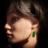 NZ Greenstone Pounamu Hanging Hook Earrings (N689)