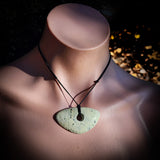 NZ Greenstone Pounamu Irregular Freeform Pendant Necklace (N756)