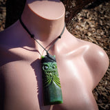 Natural Jade XL Tiki Toki Pendant Necklace (N1145)