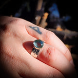 (T) 925 Sterling Silver & Natural Aquamarine Oval Handmade Ring